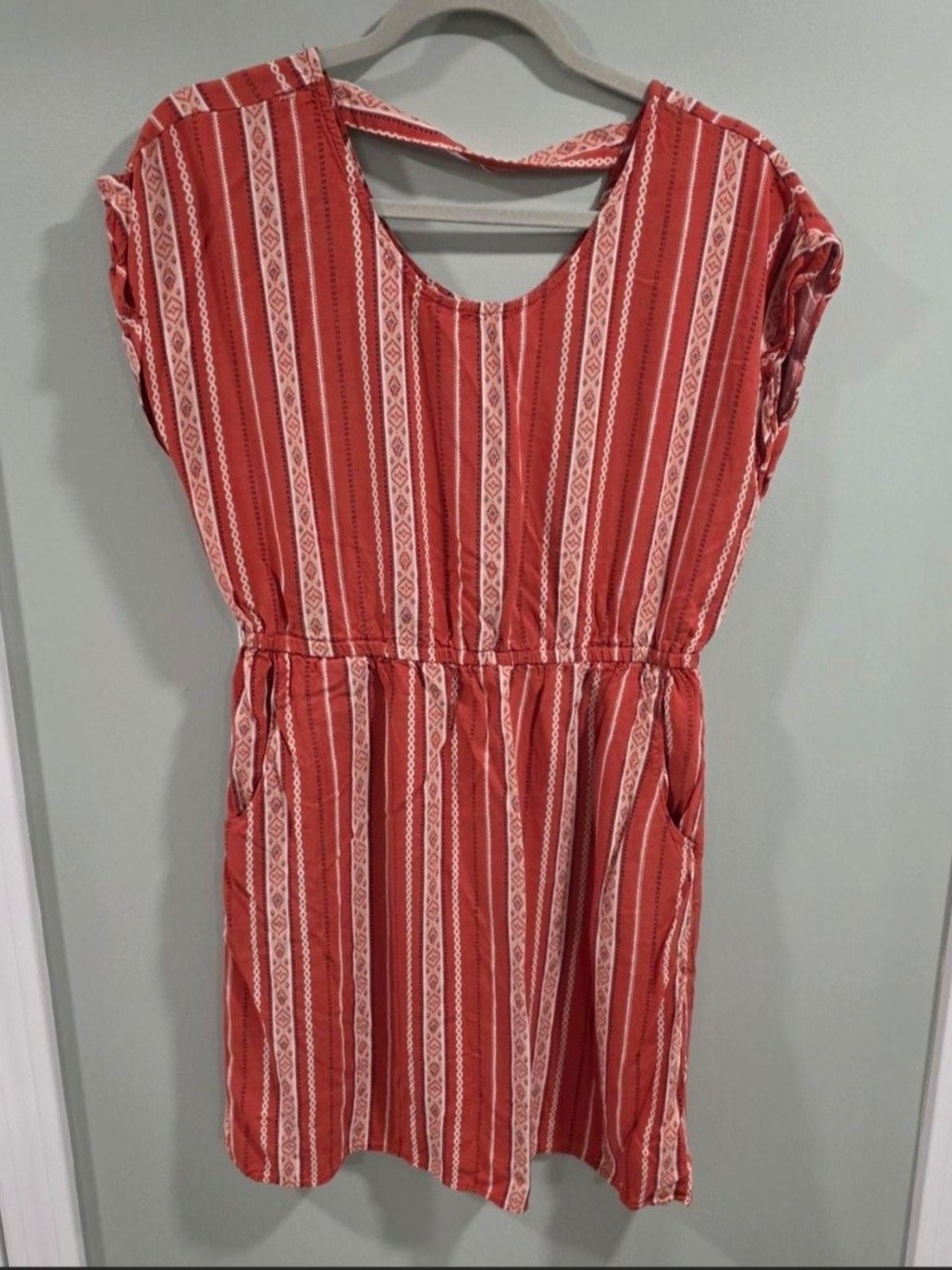 Pink Republic Orange and White Striped Casual Dress